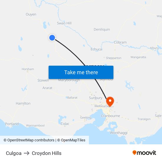 Culgoa to Croydon Hills map