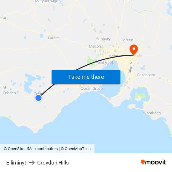 Elliminyt to Croydon Hills map