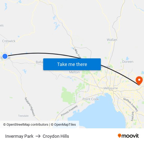 Invermay Park to Croydon Hills map