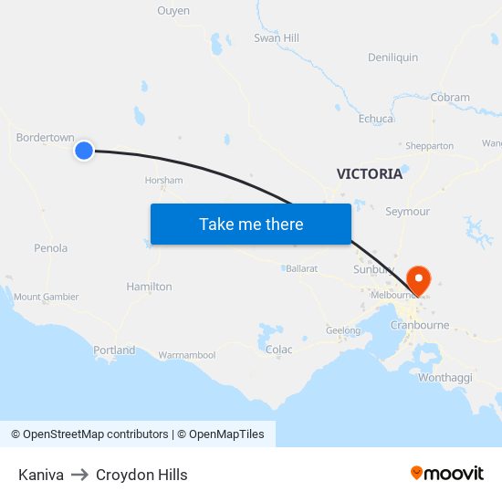 Kaniva to Croydon Hills map