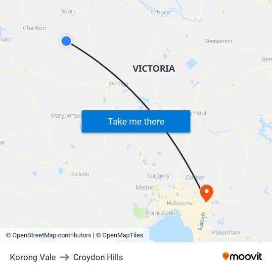 Korong Vale to Croydon Hills map