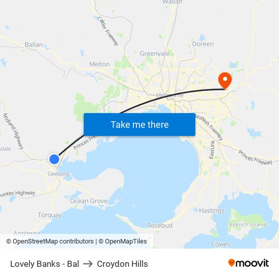 Lovely Banks - Bal to Croydon Hills map