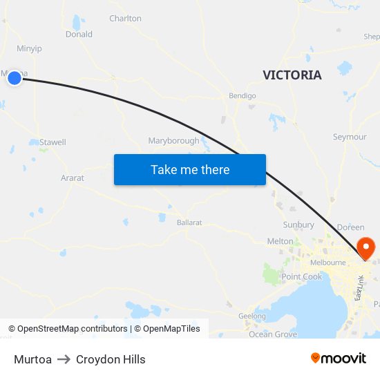 Murtoa to Croydon Hills map