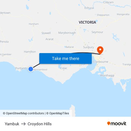 Yambuk to Croydon Hills map