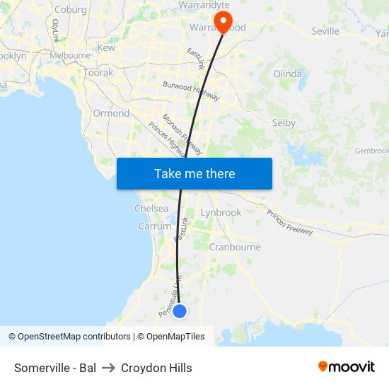 Somerville - Bal to Croydon Hills map