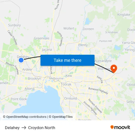 Delahey to Croydon North map