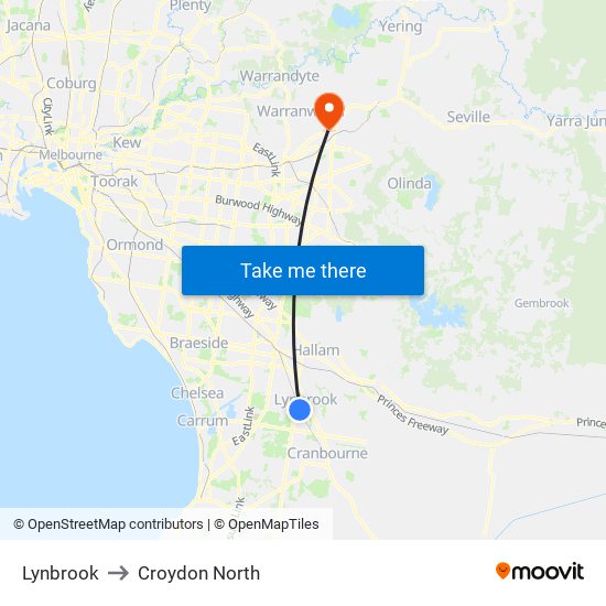 Lynbrook to Croydon North map