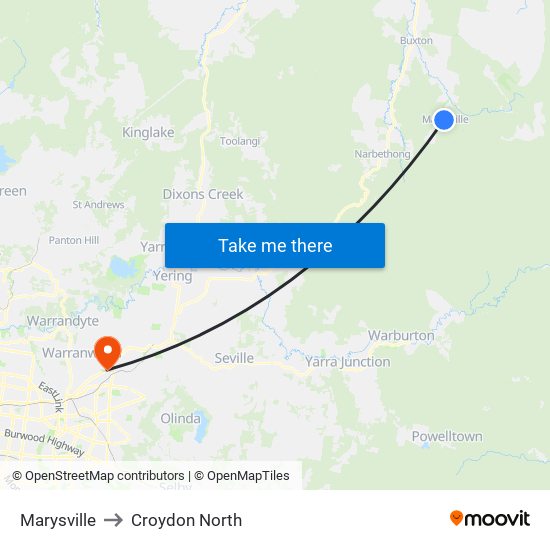 Marysville to Croydon North map