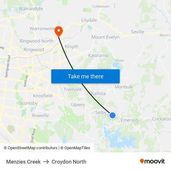 Menzies Creek to Croydon North map