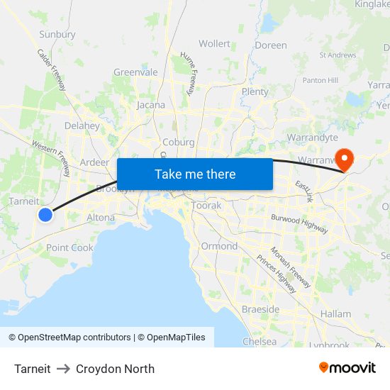 Tarneit to Croydon North map