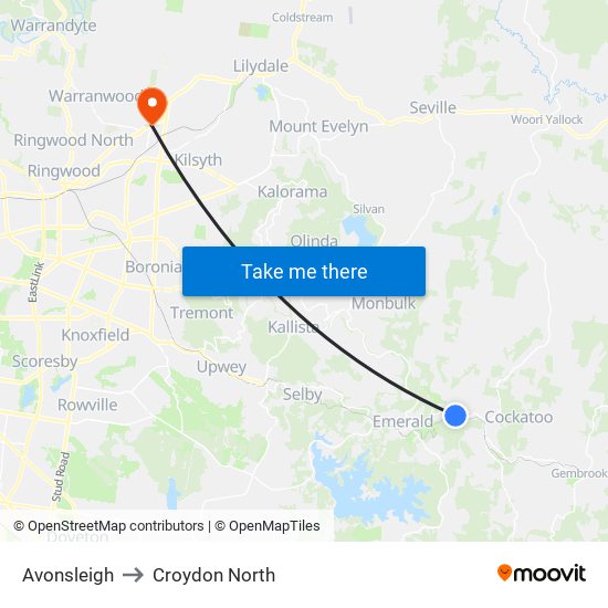 Avonsleigh to Croydon North map