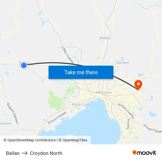 Ballan to Croydon North map