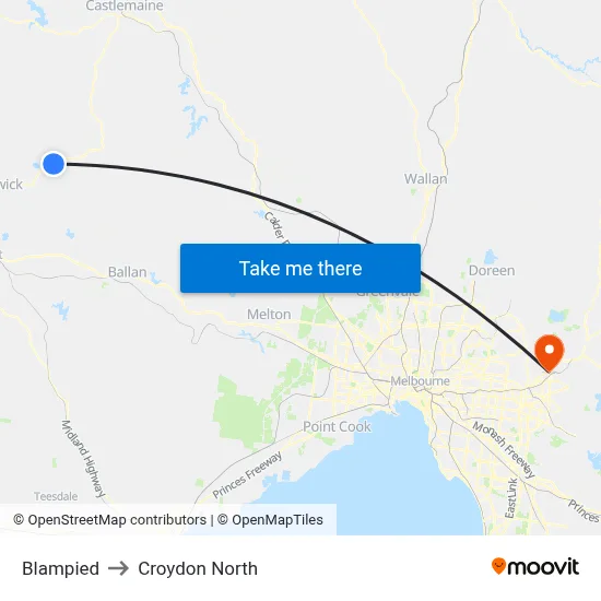 Blampied to Croydon North map