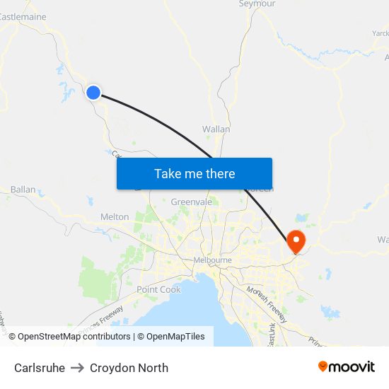 Carlsruhe to Croydon North map