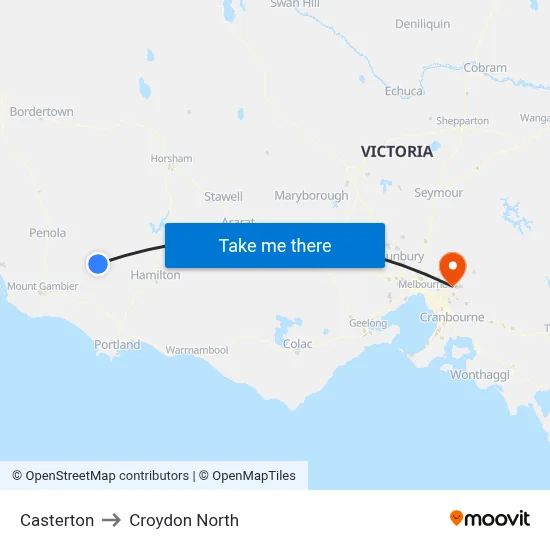Casterton to Croydon North map