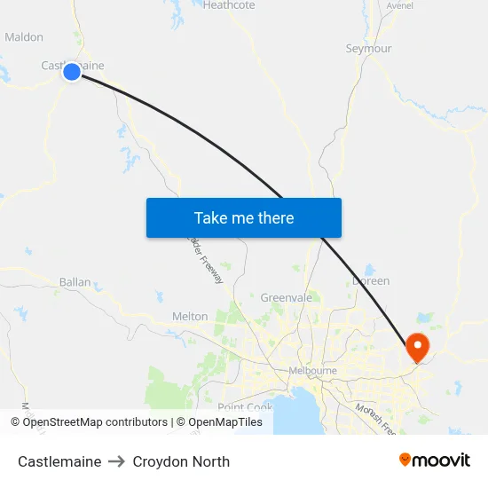 Castlemaine to Croydon North map