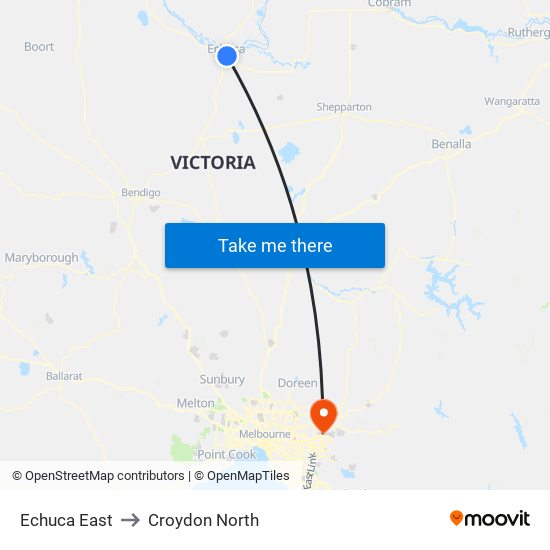 Echuca East to Croydon North map