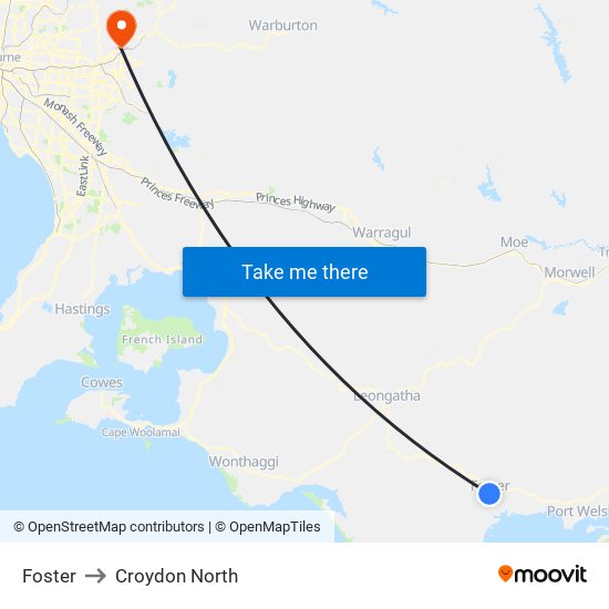 Foster to Croydon North map