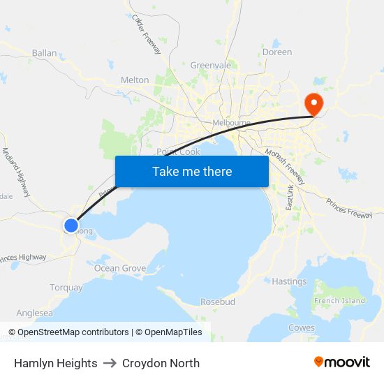 Hamlyn Heights to Croydon North map