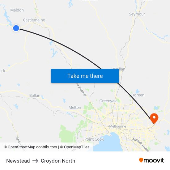 Newstead to Croydon North map