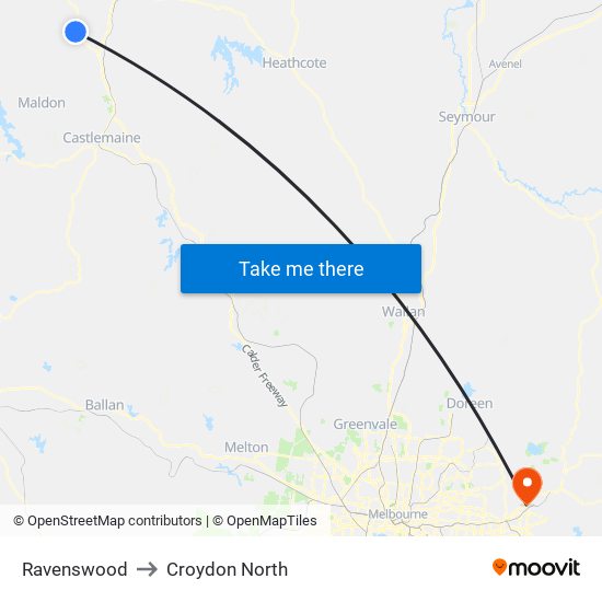 Ravenswood to Croydon North map