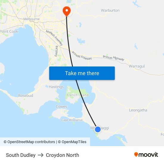 South Dudley to Croydon North map