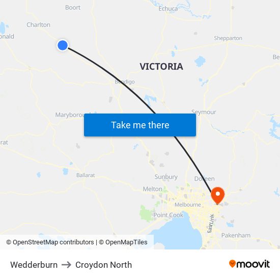 Wedderburn to Croydon North map