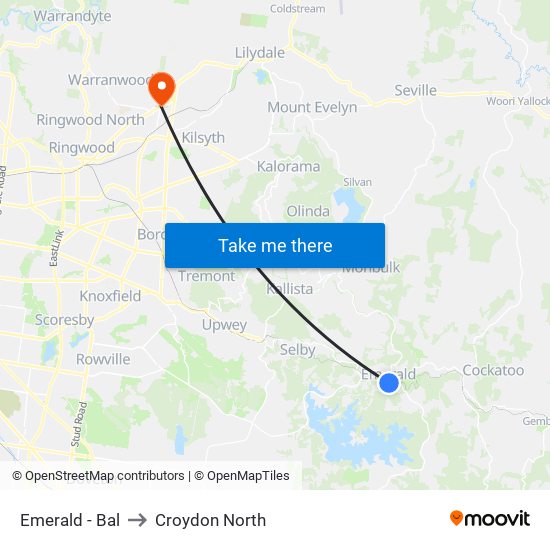 Emerald - Bal to Croydon North map