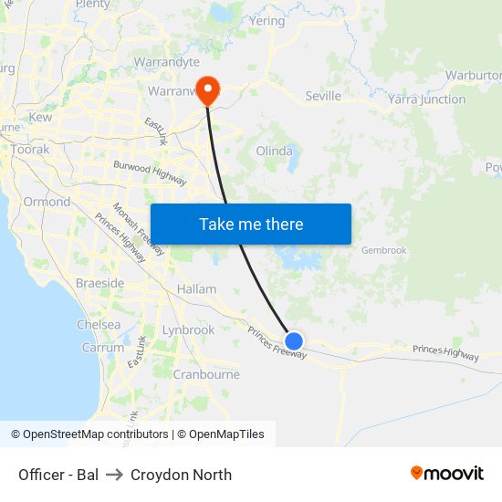 Officer - Bal to Croydon North map