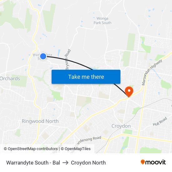 Warrandyte South - Bal to Croydon North map