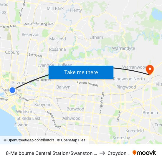 8-Melbourne Central Station/Swanston St (Melbourne City) to Croydon North map