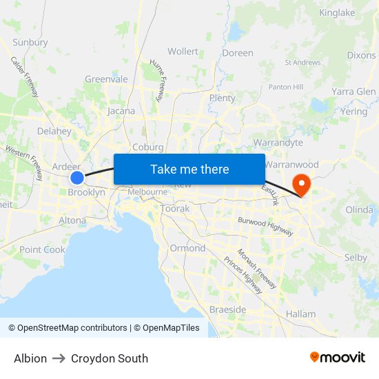 Albion to Croydon South map