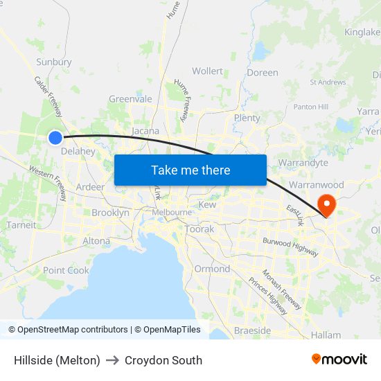 Hillside (Melton) to Croydon South map