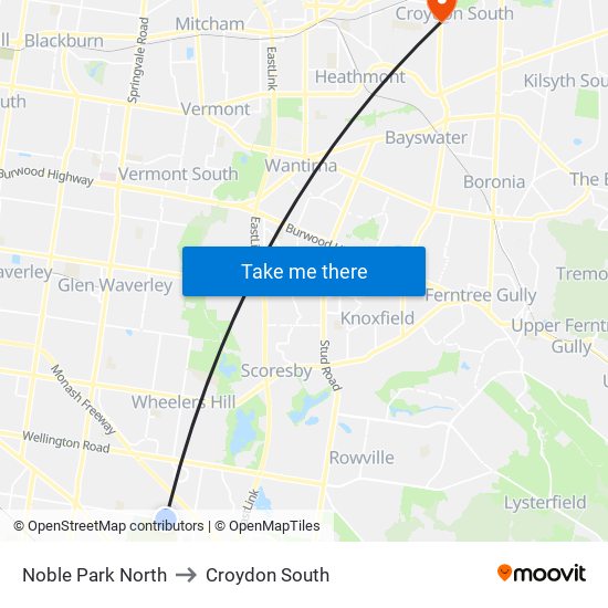 Noble Park North to Croydon South map