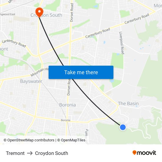 Tremont to Croydon South map
