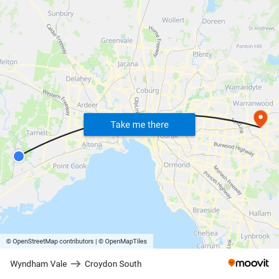 Wyndham Vale to Croydon South map