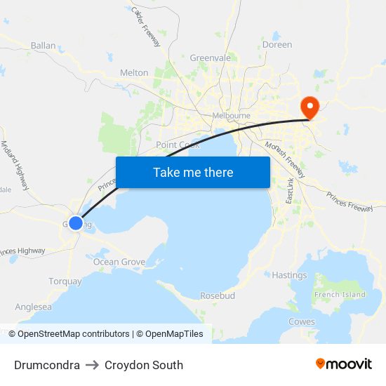 Drumcondra to Croydon South map