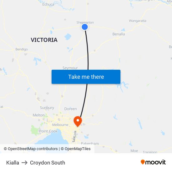 Kialla to Croydon South map