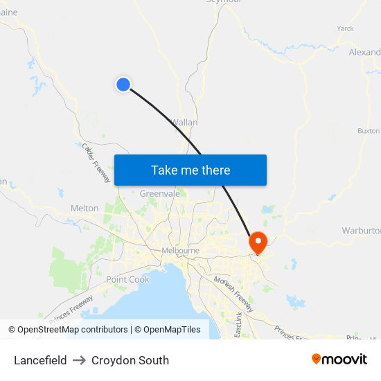 Lancefield to Croydon South map