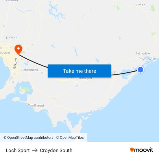 Loch Sport to Croydon South map