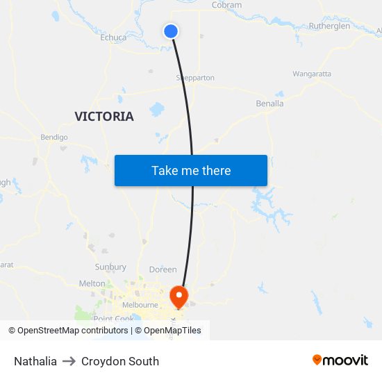 Nathalia to Croydon South map