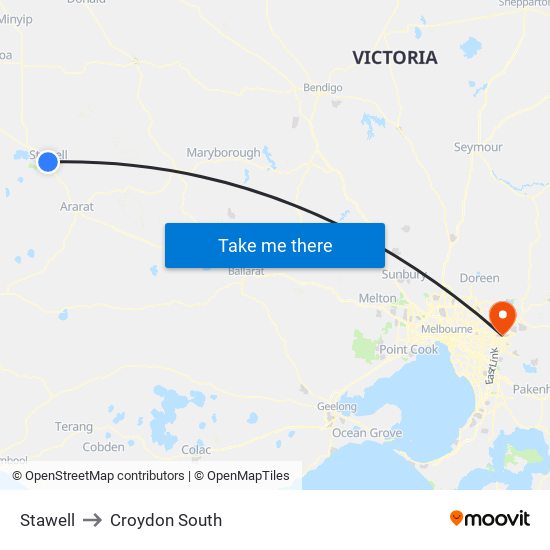 Stawell to Croydon South map