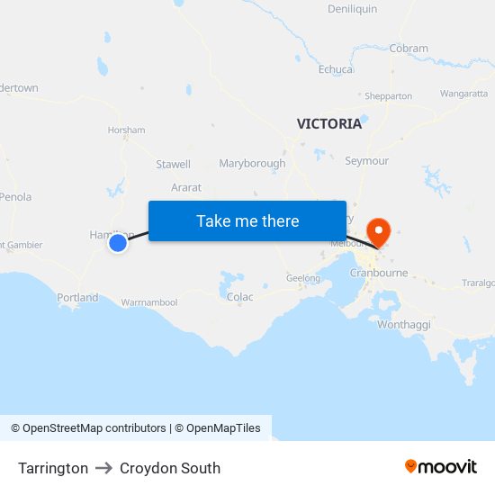 Tarrington to Croydon South map