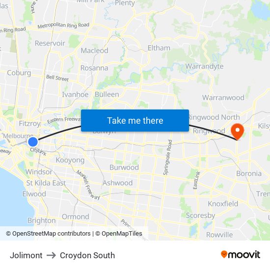 Jolimont to Croydon South map