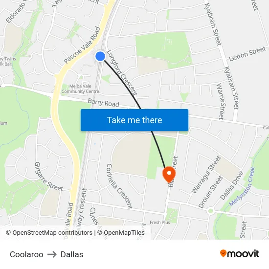 Coolaroo to Dallas map