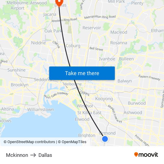 Mckinnon to Dallas map