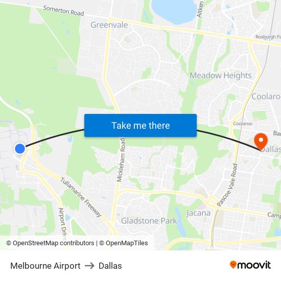 Melbourne Airport to Dallas map