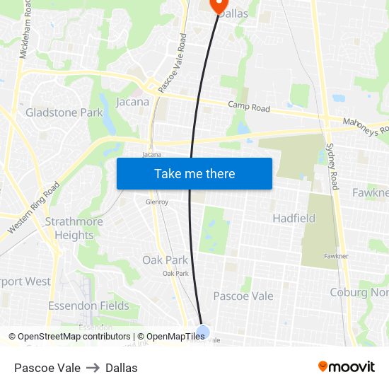 Pascoe Vale to Dallas map