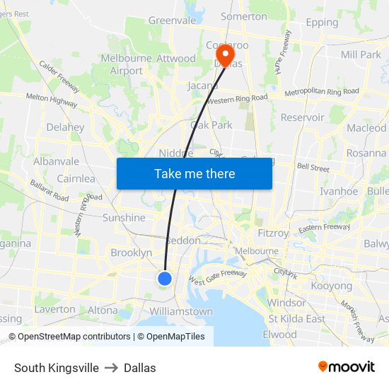 South Kingsville to Dallas map