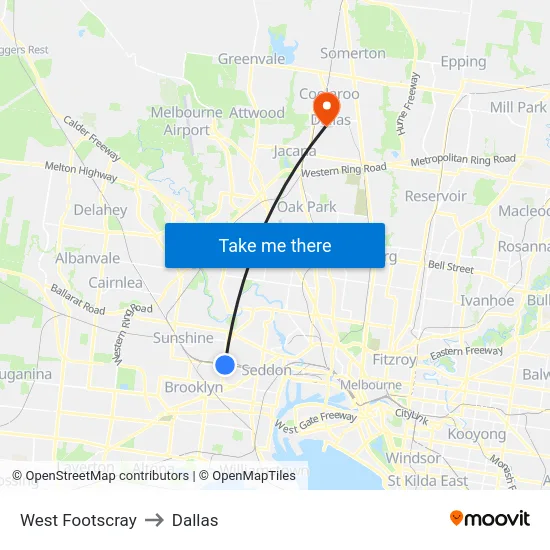 West Footscray to Dallas map